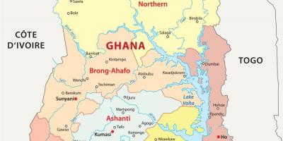 Gana haritası ilçeleri gösteren 